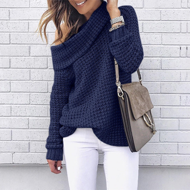 off shoulder knitted sweater for women, view 4 - MRSLM