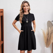 elastic waist short sleeve dress - MRSLM