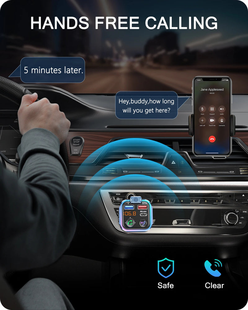 bluetooth 5.3 fm transmitter with 48w fast charging, view 6 - MRSLM