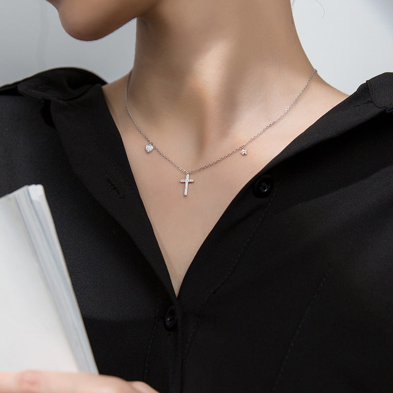 S925 silver cross pendant necklace, view 5 - MRSLM