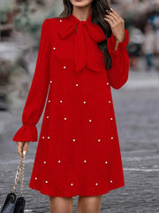 lace-up bead loose dress, view 7 - MRSLM