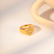 Heart angel gold plated chunky ring - MRSLM