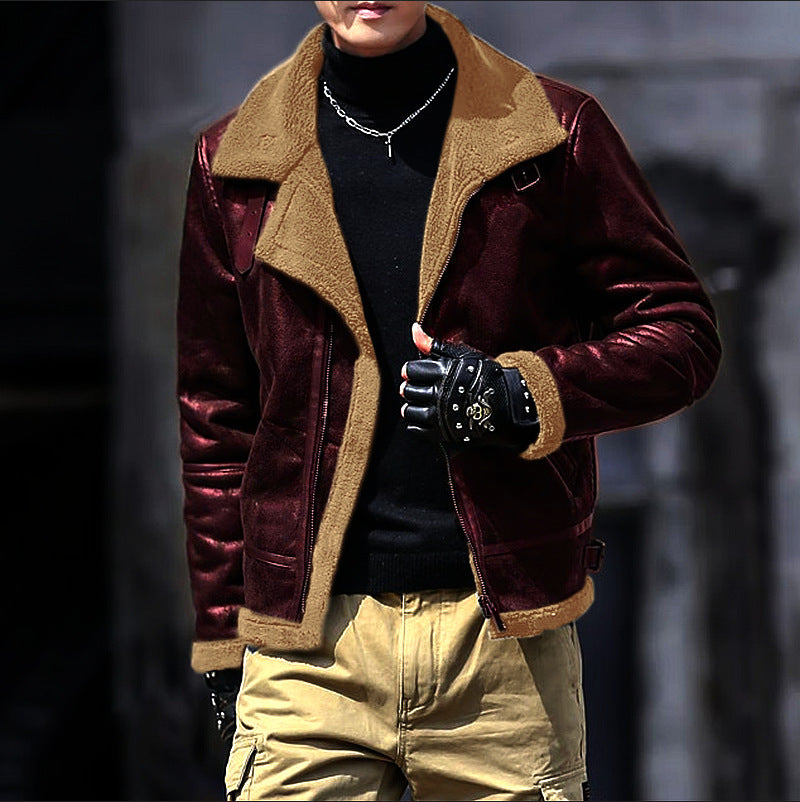 men's thickened fleece-lined suede fabric jacket - MRSLM
