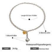 Gold plated heart pendant necklace, view 7 - MRSLM