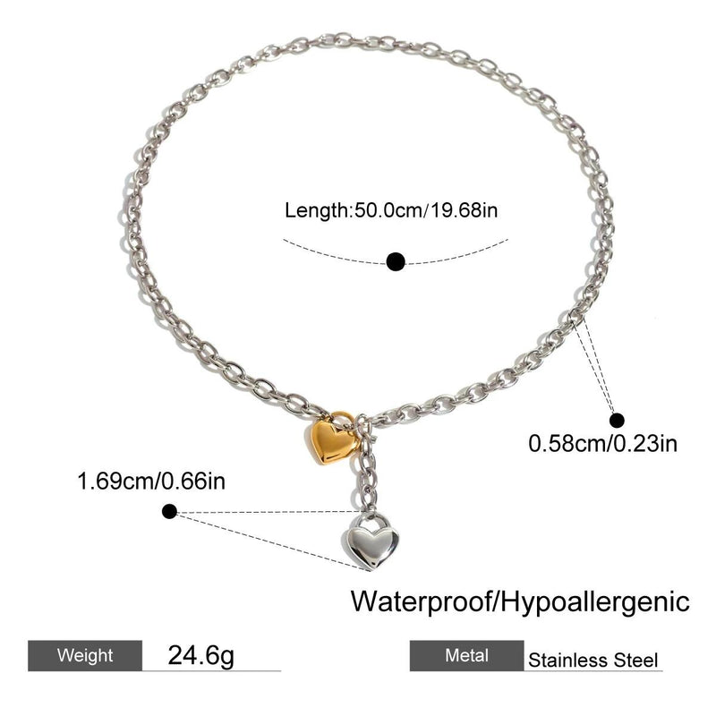 Gold plated heart pendant necklace, view 7 - MRSLM
