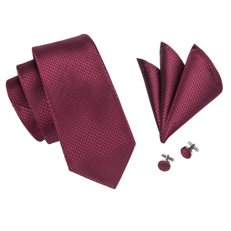Red burgundy silk wedding tie set, view 5 - MRSLM