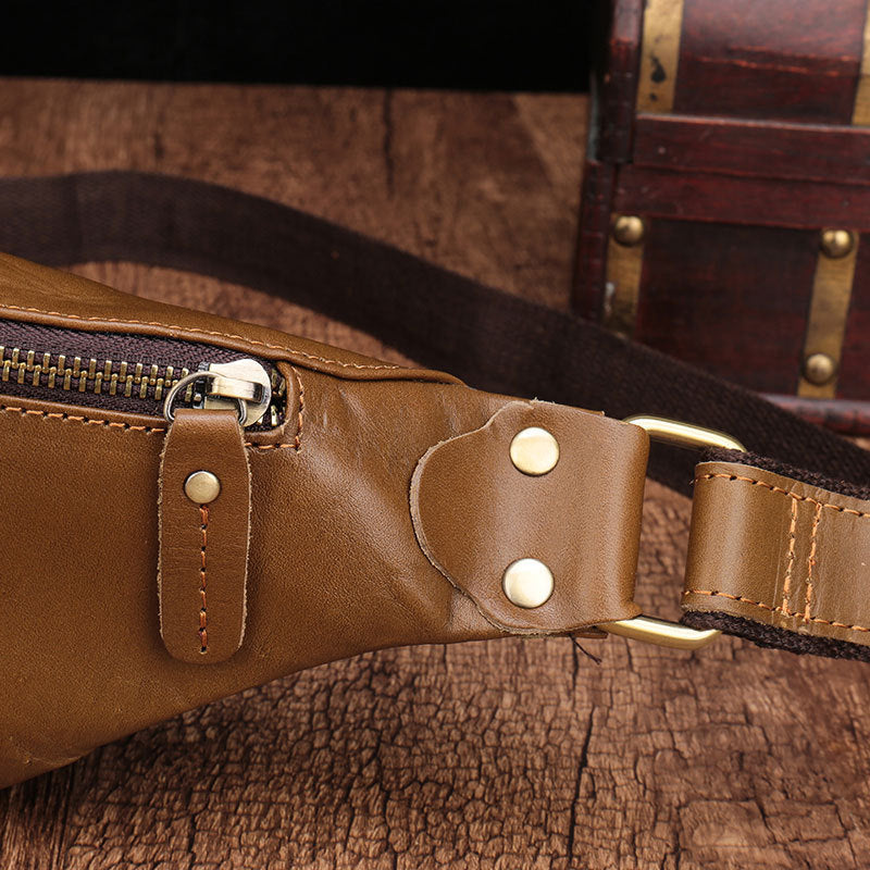 Leather Men's Cell Phone Belt Bag