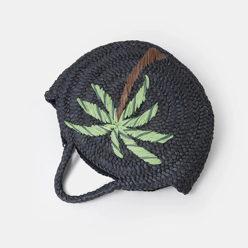 Embroidered straw tote bag, view 4 - MRSLM