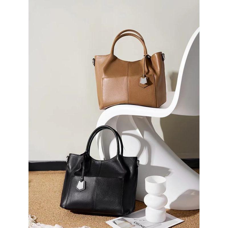 genuine leather large capacity tote handbag, view 7 - MRSLM