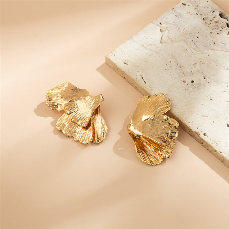 geometric petal flower stud earrings, view 6 - MRSLM