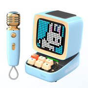 bluetooth speaker with karaoke mic and pixel art display, view 3 - MRSLM