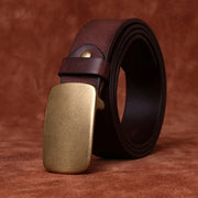 Genuine leather belt with brass pin buckle - MRSLM