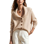 Women's shawl-collar button-front knit cardigan, view 10 - MRSLM