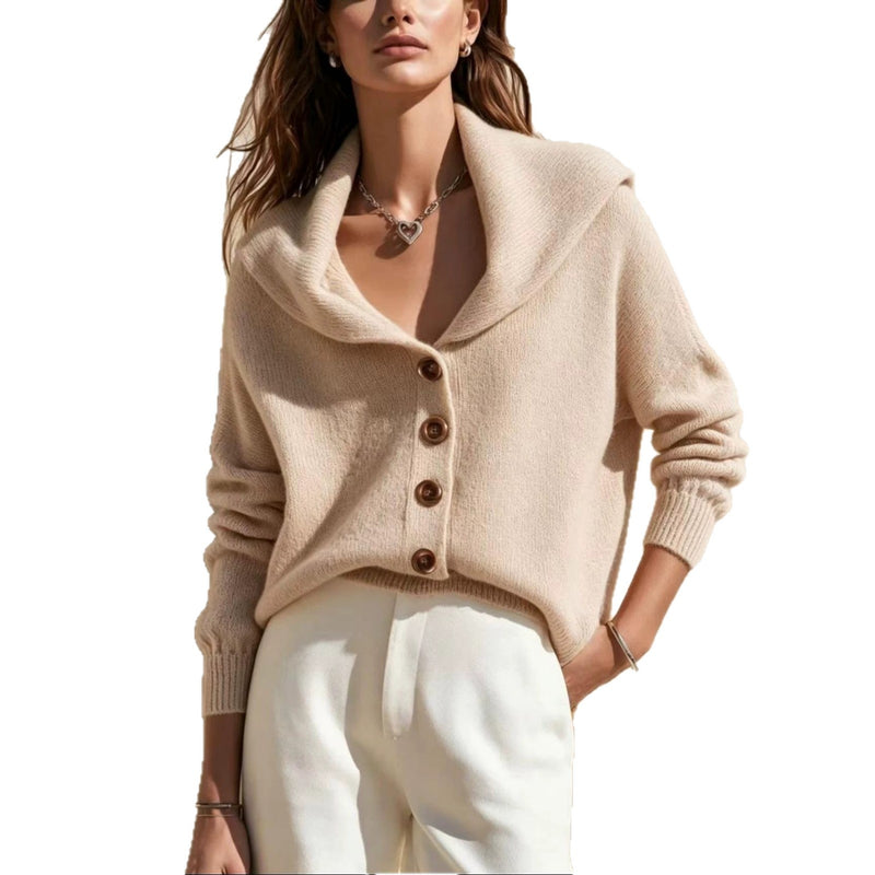 Women's shawl-collar button-front knit cardigan, view 10 - MRSLM