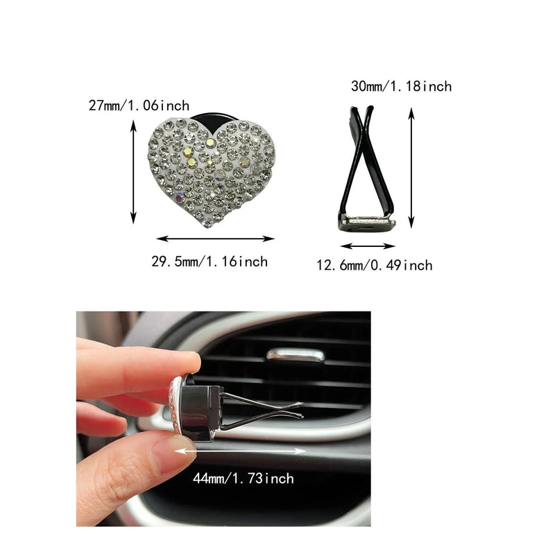 heart rhinestone car perfume clip, view 6 - MRSLM