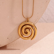 18k gold plated snake chain spiral pendant necklace, view 6 - MRSLM