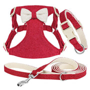 adjustable bowtie collar, leash and harness set, view 3 - MRSLM