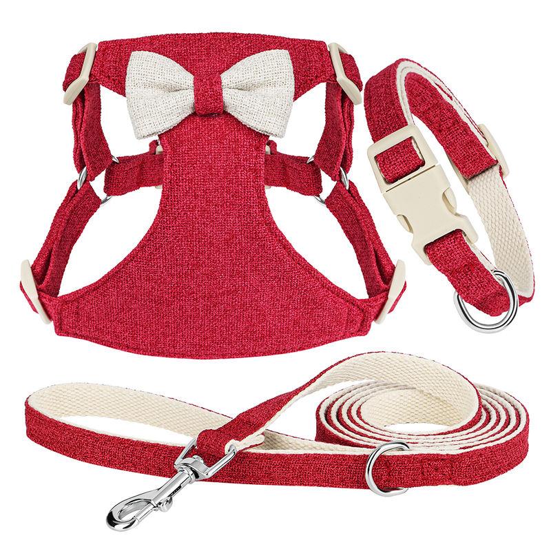 adjustable bowtie collar, leash and harness set, view 3 - MRSLM