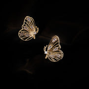 gold 3D butterfly earrings, view 5 - MRSLM