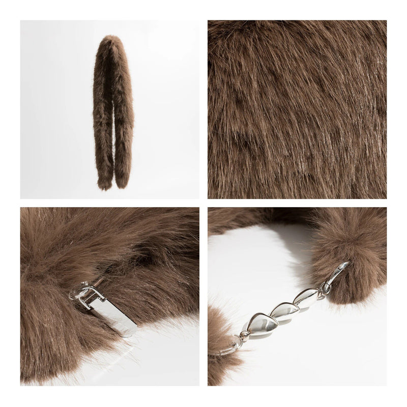 fuzzy faux fur half moon shoulder bag, view 12 - MRSLM