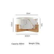 marble pet bowl with bamboo stand, view 11 - MRSLM