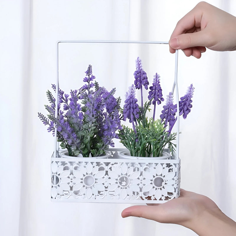 artificial lavender set with iron basket, view 2 - MRSLM
