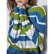 women's striped knitted sweater, view 5 - MRSLM