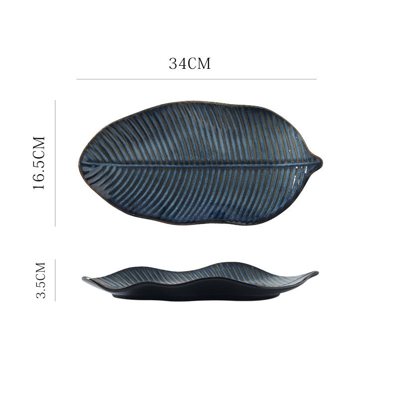 Japanese leaf-shaped ceramic plate, view 7 - MRSLM