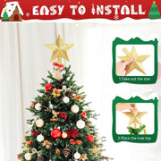 Gold glitter star Christmas tree topper 8 inch, view 3 - MRSLM
