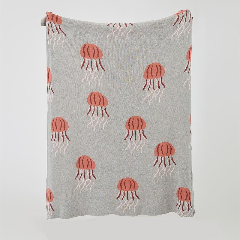 kawaii jellyfish cotton knitted blanket, view 3 - MRSLM