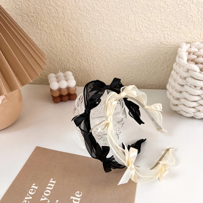 bow knot lace mesh headband, view 8 - MRSLM