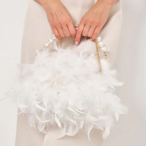 feather pearl top-handle clutch - MRSLM
