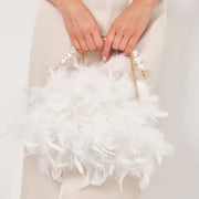 feather pearl top-handle clutch, view 7 - MRSLM