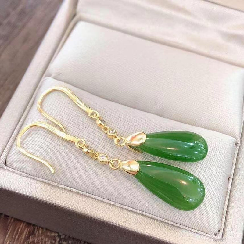green chalcedony copper earrings, view 4 - MRSLM