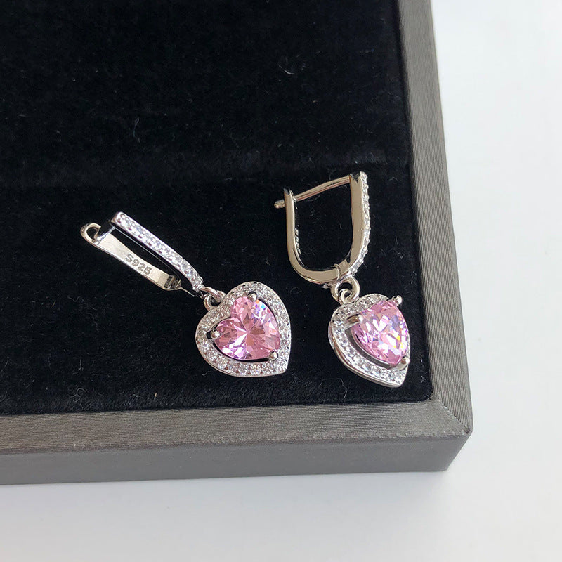 sterling silver heart stud earrings, view 7 - MRSLM