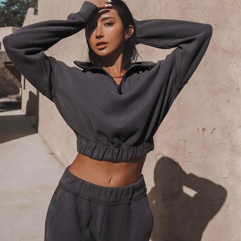 sweatshirt and elastic waist pant set, view 7 - MRSLM