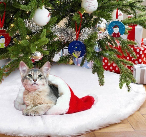 White plush faux fur Christmas tree skirt - MRSLM