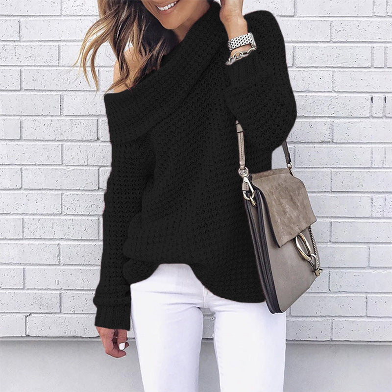 off shoulder knitted sweater for women - MRSLM