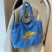 embroidered denim shoulder bag - MRSLM