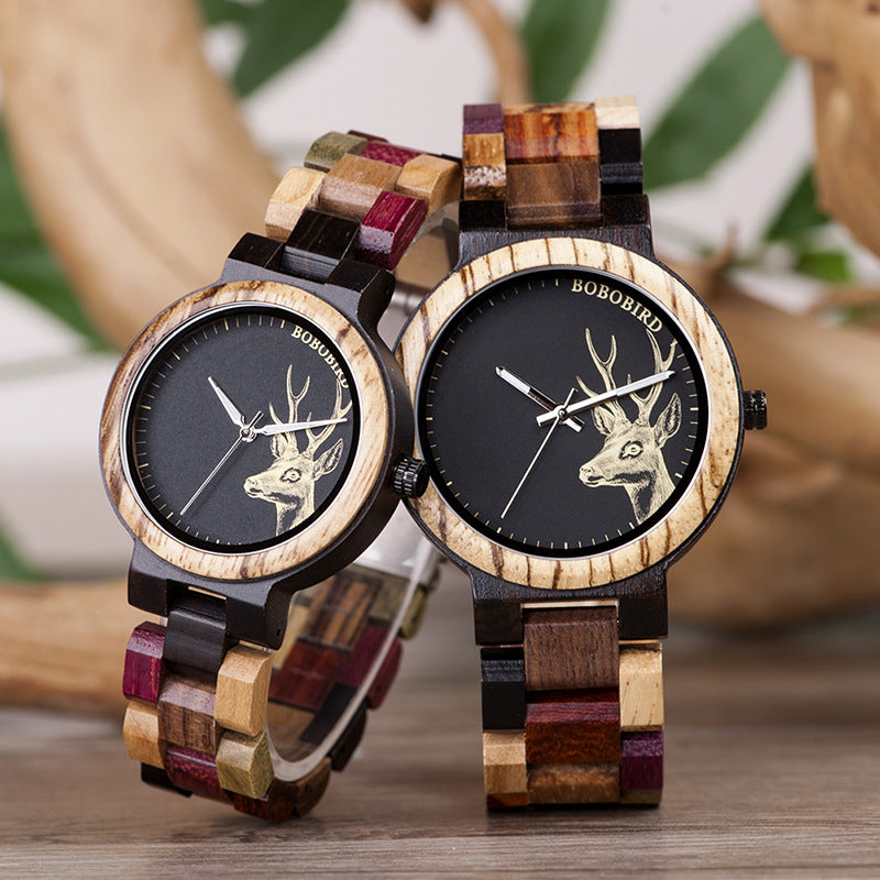 retro wooden quartz couple watch - MRSLM