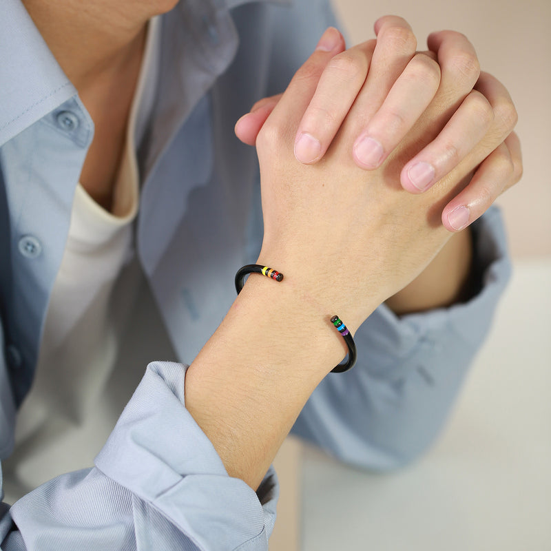 rainbow pride couples cuff bracelet, view 2 - MRSLM