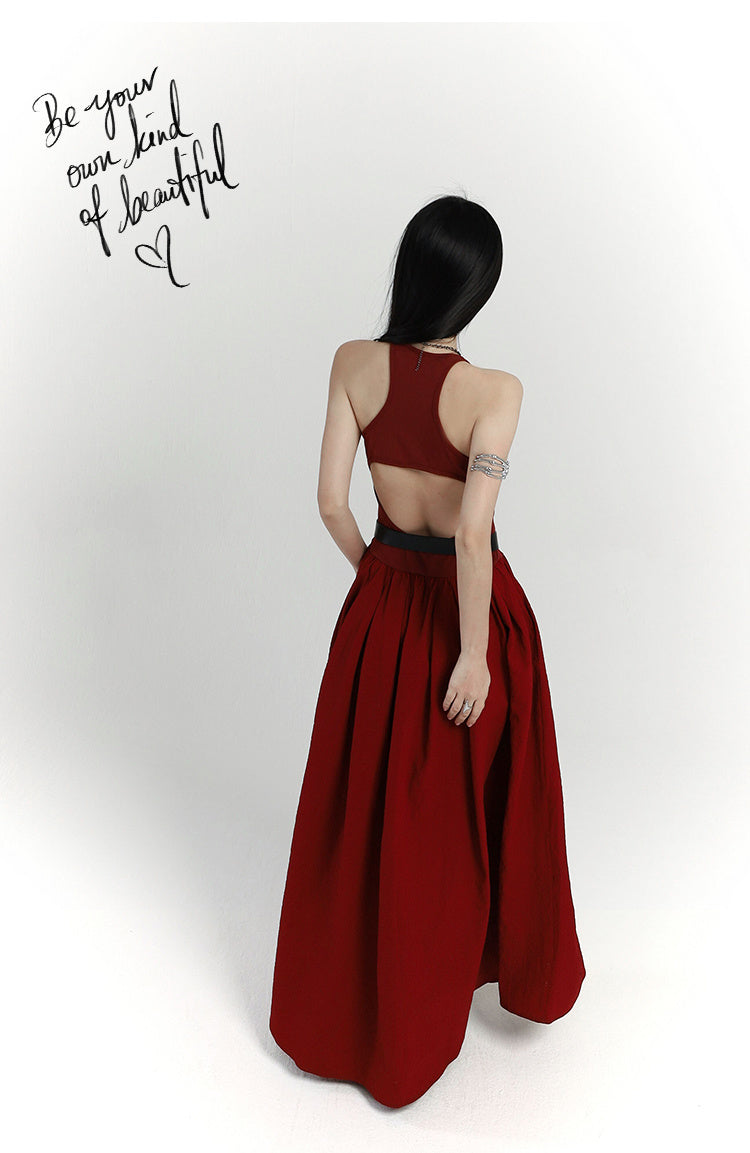 women's red vest dress, view 6 - MRSLM
