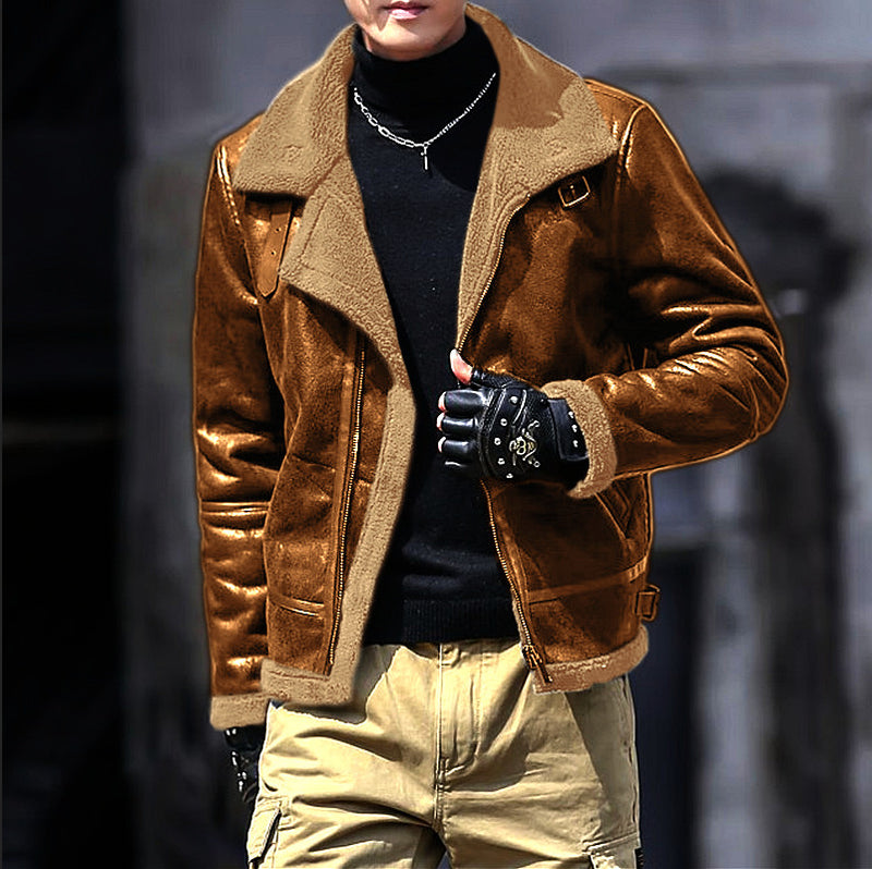 men's thickened fleece-lined suede fabric jacket, view 6 - MRSLM