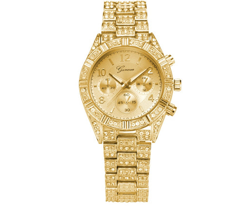 Women's crystal quartz watch with metal band - MRSLM