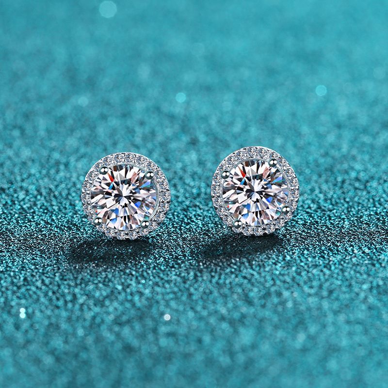 women's moissanite-style s925 silver earrings - MRSLM