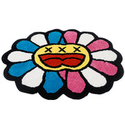 colorful smiling face tufted rug, view 4 - MRSLM