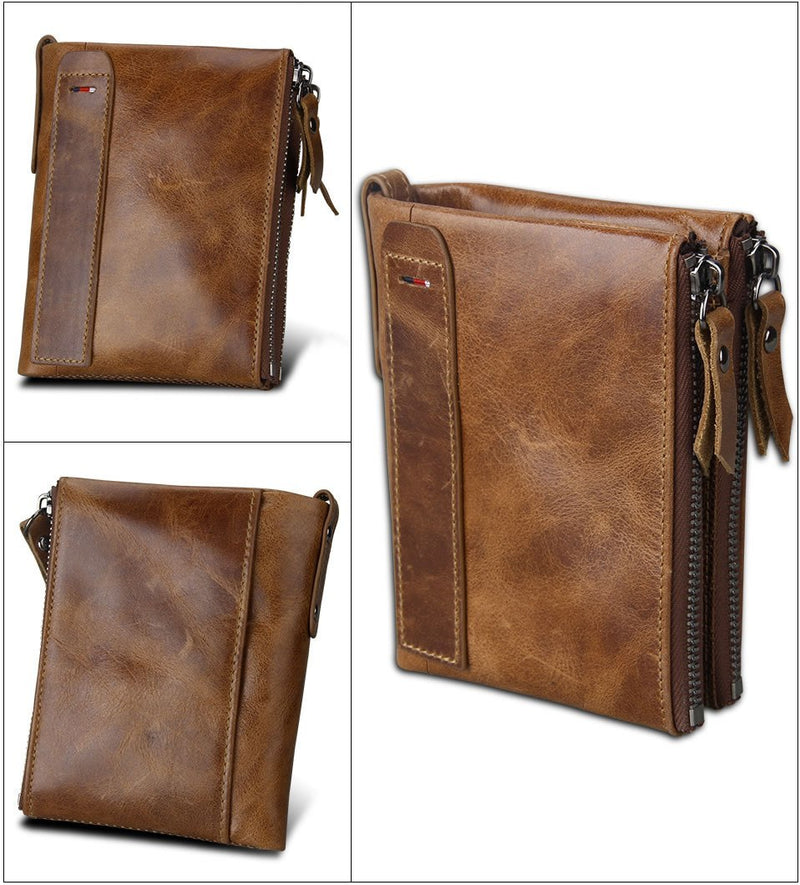 men's short RFID leather wallet, view 9 - MRSLM