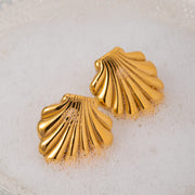 gold shell earrings, view 8 - MRSLM