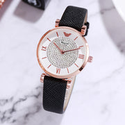 women's swan design leather strap watch, view 5 - MRSLM