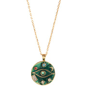 vintage green enamel pendant necklace, view 4 - MRSLM